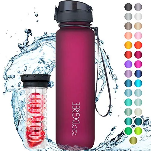 720°DGREE Bottiglia d'Acqua “uberBottle“ - 1 litro +Infusore, Tritan Senza-BPA, Prova di Perdite - Il Borraccia Sportiva per Sport, Fitness, Ciclismo, Palestra, Outdoor, Bambini, Scuola, università