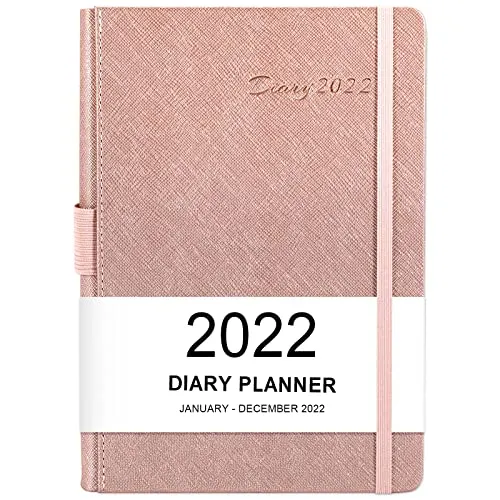 Agenda 2022, da Gennaio 2022 - dicembre 2022, una pagina al giorno, intervalli orari da 7 a 19, copertina rigida, 21 x 14,8 cm