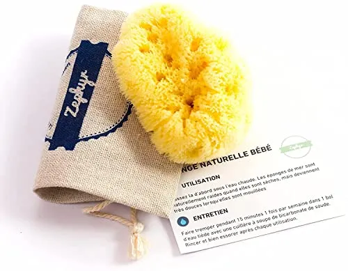 Spugna bebè Zephyr®, la spugna di mare naturale per la toilette di neonati e bambini (5-8cm) - idea regalo bebè - idea regalo per la nascita