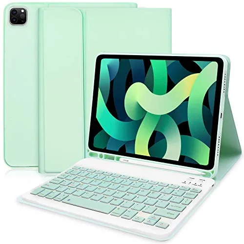 Custodia Tastiera per iPad Air 4 (2020, 10,9) - Custodia con Tastiera per iPad 10,9 2020/iPad Pro 11 2020/2018, Smart Cover Sottile con Tastiera Bluetooth Rimovibile(Verde)