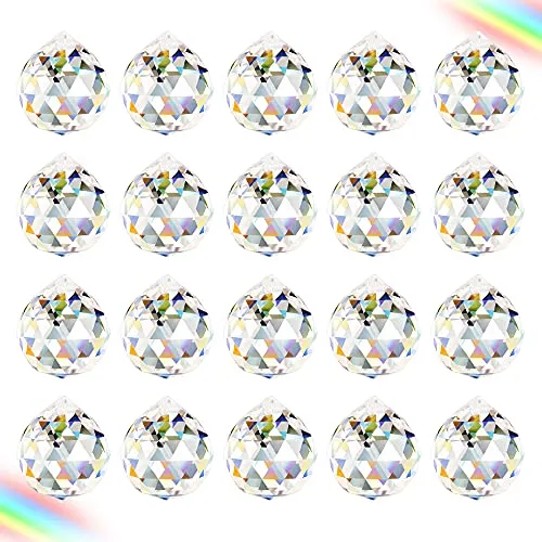 Aipaide Prisma 20mm Clear Crystal Ball 20 Pezzi K9 Crystal Sun Catchers Ball per Finestra Lampadario da Giardino Pendente Sospeso Feng Shui