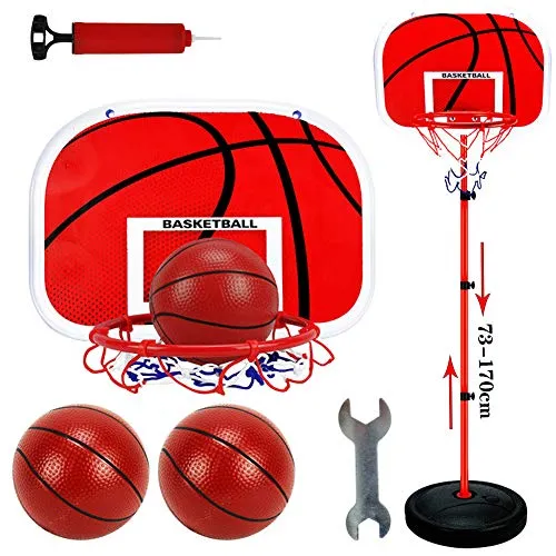 APJJ 170CM Supporto da Pallacanestro per Bambini con Rete E Due Palline, Supporti per Pallacanestro Regolabile in Altezza per Bambini Pallone da Basket Giocattolo Set da Basket Protetto
