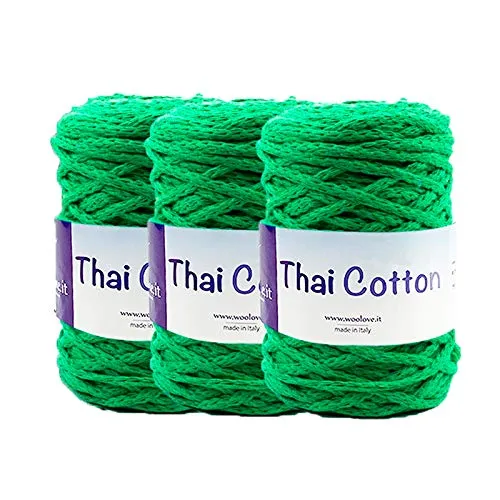 woolove Thai Cotton Promozione 3 Pezzi di Fettuccia in Cotone per Uncinetto Ideale per Creare cestini Borse