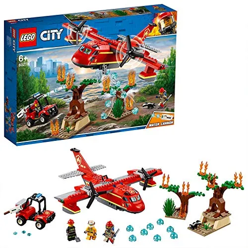 LEGO City Fire Aereo Antincendio, Set con Aeroplano, Buggy, 3 Minifigure dei Vigili del Fuoco, Puzzola e Alberi in Fiamme da Costruire, Giocattoli Ispirati ai Pompieri per Bambini, 60217