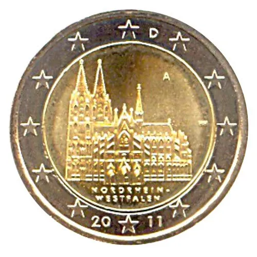 2 € Germania 2011 A Renania Settentrionale-Vestfalia. Duomo di Colonia