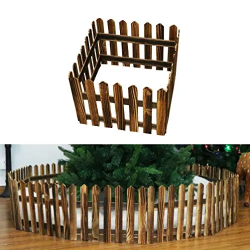 DOITOOL 1 pz 1.2 m staccionata in Legno per Albero di Natale Decorativo Natale Bianco picchetto Recinzione da Giardino per Natale Albero di Natale Decorazione della Festa Nuziale (Marrone)