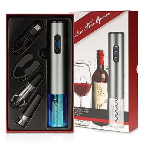 Cavatappi Elettrico, USB Ricaricabile Apribottiglie, Taglia Foglio, Tappi per Vino, Versatore per gli Amanti del Vino