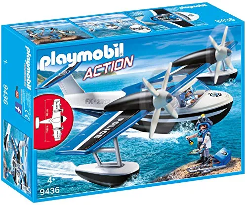 Playmobil- Action Giocattolo Idrovolante della Polizia, Multicolore, 9436