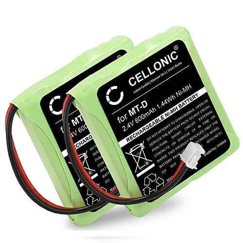 CELLONIC® 2x Batteria sostitutiva per Switel DF 812, DF 812 Duo, DFT 8171, DFT 8172, DFT 8173 Ricambio GP0747 per telefono fisso/cordless 600mAh Pile Sostituzione