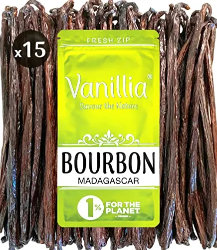15 Baccelli di Vaniglia Bourbon - Gran Selezione del Madagascar 2023 - Baccello XL 15/18cm - Sacchetto FreshZIP