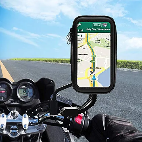 unibelin Motociclo Supporto Telefono Impermeabile Supporto Cellulare Universale Moto 360 ° Girevole Moto retrovisore Specchio Telefono Insiemi per GPS Smartphone iPhone XS Max/XR/X/8 Fino a 6,2