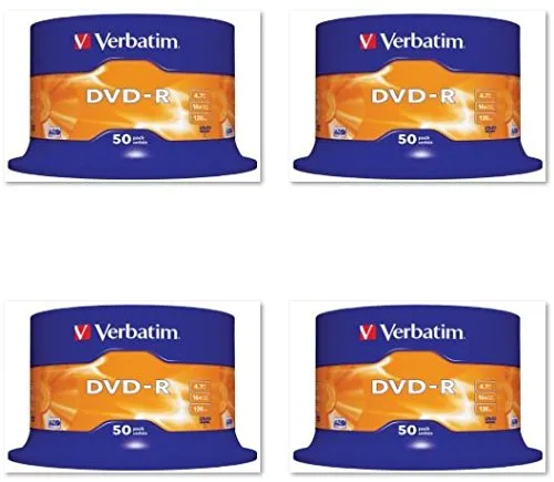 200 DVD VERGINI VERBATIM 100 % ADVANCED AZO+ PROTECTION IN CAKE BOX