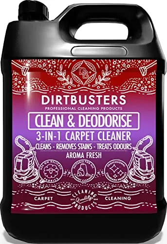 Dirtbusters Clean & Deodorise, prodotto per la pulizia di tappeti e tappezzeria con sistemi a estrazione, aroma fresco, 3-in-1 concentrato, con oli essenziali di geranio e camomilla