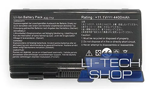 LI-TECH Batteria Compatibile per ASUS X58L-AP038E 4400mAh Nero Notebook Nuova 4.4Ah 48Wh