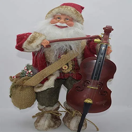 DUESSE Babbo Natale con Violoncello Musica e Movimento per Regali Natalizi Decorazioni 50cm