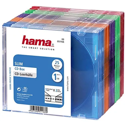 Hama 51166 CD Slim Box 25ER Pack FARB.