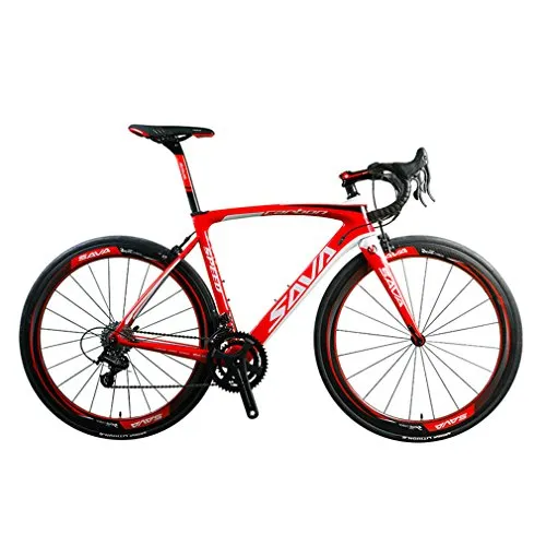SAVADECK HERD9.0 700C Bici da Strada Fibra di Carbonio Ciclismo con Campagnolo Centaur 22-velocità Sistema e Fi'zi: k Cuscino (52cm, Bianco Rosso)