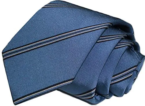 Top Tie Cravatta sartoriale italiana regimental azzurro celeste seta personalizzabile con iniziali ricamate (LLarghezza punta 4,5 cm slim, RG304)