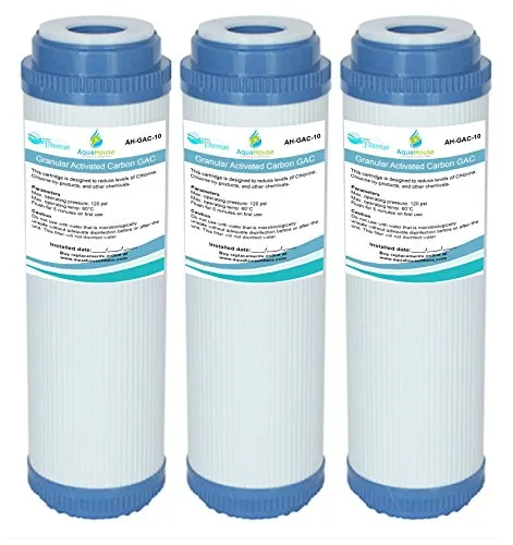AquaHouse - 3 Cartucce GAC-10 per il filtraggio dell’acqua, a carbone attivo granulare, dimensioni 25,4 cm, per l’osmosi inversa, per tutta la casa e per l’acqua potabile