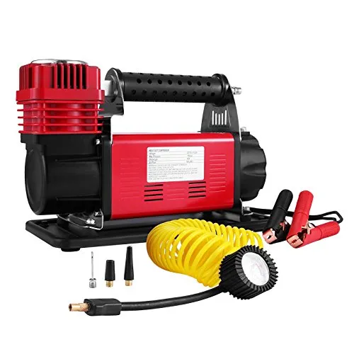 BuoQua Pompa Portatile Compressore Aria Heavy Duty 12V Robusto Pompa d'Aria Compressore Singola Fase Pompa Tyre Gomma Auto di Gonfiaggio Air Compressor Kit, Rosso