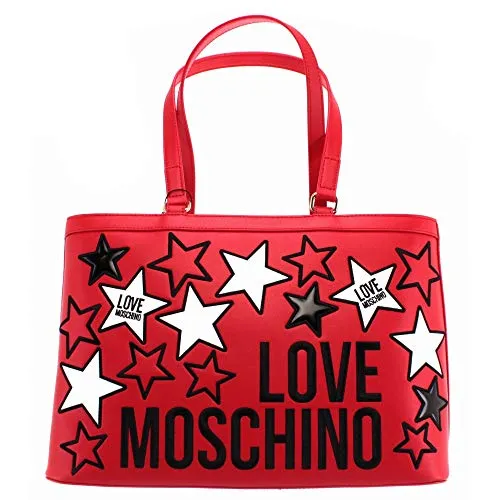 Moschino Borsa shopping Love ecopelle rosso con stelle donna BS20MO21