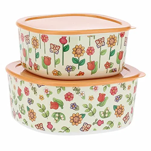 THUN - Set 2 Contenitori Cucina - Arancione - Cucina, Altro per la Cucina - Idea Regalo - Linea Country - Melammina, PE - Contenitore Grande 22,5x22,5x10 cm; Contenitore Piccolo 19x19x8,5 cm