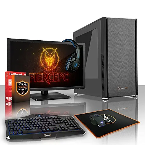 Fierce Phoenix Gaming PC Pacchetto - Veloce 4.0GHz Quad-Core AMD Ryzen 3 2300X, 960GB SSD, 8GB 3000MHz, NVIDIA GeForce GTX 1050 Ti 4GB, tastiera (Italian), Mouse, 24-Pollici Monitor, Headset 520624