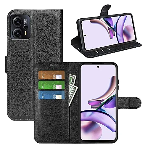 Fertuo Cover per Motorola Moto G13 / G23, Custodia Portafoglio Cover a Libro in Pelle Flip Case con Silicone Bumper, Fibbia Magnetica, Porta Carte, Kickstand, per Motorola Moto G13 / G23, Nero