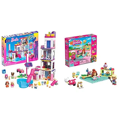 MEGA Barbie Color Reveal- Casa dei Sogni, Set di Costruzioni con Oltre 25 sorprese, 5 Mini Bambole e 6 Animali & Playset Pasticceria con Micro Bambole Barbie e Ken e Tanti Accessori