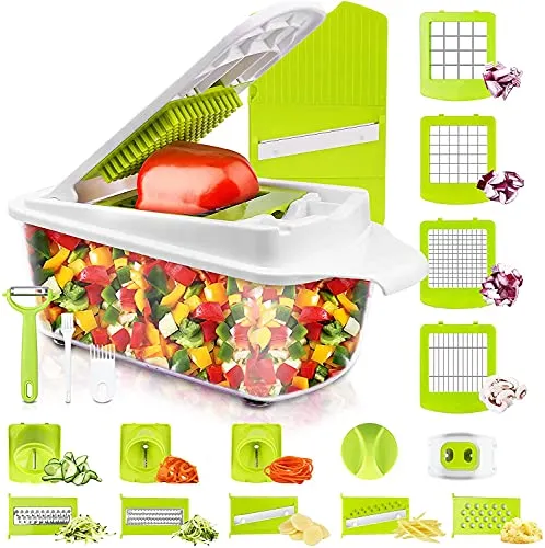 Sedhoom 23 in 1 Affettaverdure Taglia Verdure e Tagliaverdure a Cubetti Mandolino Verdure Grattuggia Verdure Mandolina Affettatrice Affetta Verdure Professionale con 8 Lame Taglia Patate/Aglio/Uova