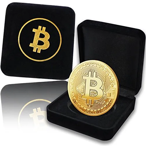 innoGadgets® Moneta Fisica Bitcoin Rivestita in Oro Puro 24 Carati. Un pregiato Cofanetto per Un Vero Pezzo da Collezione