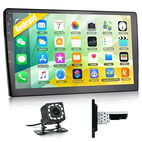 CAMECHO Android 10.0 Autoradio 1 Din/2 Din GPS 10 Pollici Autoradio Touchscreen Bluetooth Navigatore WIFI Ricevitore FM/RDS Collegamento a specchio Dual USB + Telecamera posteriore