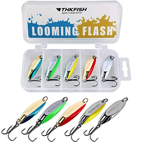 THKFISH Cucchiaini da Pesca Esche Artificiali Spinning Pesca Spinning Trota Luccio Persico Basso Crappie Walleye Colore B 21g,5(3/4oz) 5pezzi