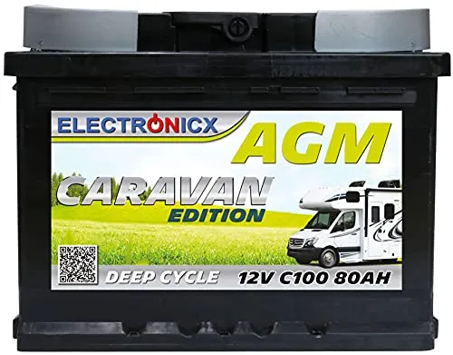 Batteria solare gel AGM 12v 80Ah Electronicx Caravan Edition accumulatore per camper