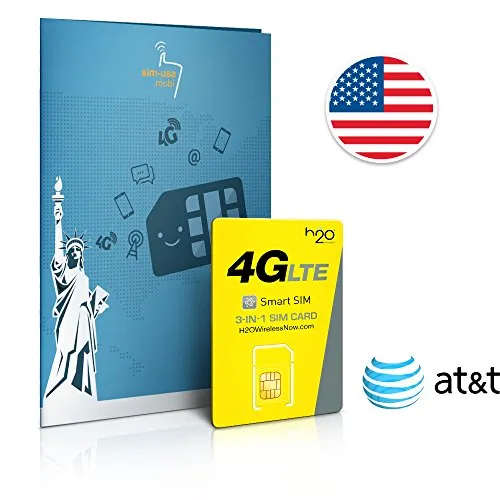 Sim Prepagata USA Rete AT&T - 6GB 4GLTE - Chiamate e messaggi internazionali - 30 giorni
