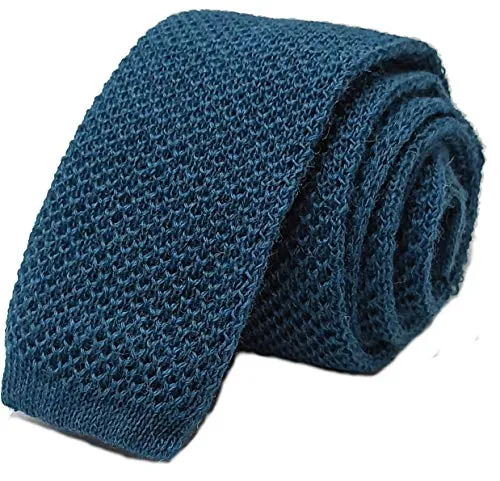 Top Tie cravatta cravattino punta quadrata maglia di lana blu rossa marrone verde nera (1C3AV01/4Q45 larghezza 5 cm)