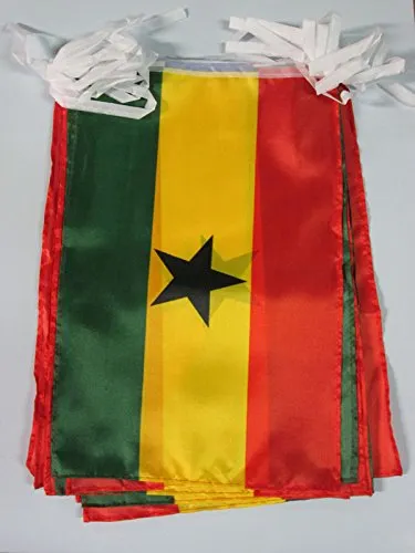 AZ FLAG Ghirlanda 12 Metri 20 Bandiere Ghana 45x30cm - Bandiera GHANESE 30 x 45 cm - Festone BANDIERINE