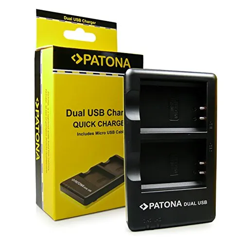 PATONA Caricabatteria doppio per LP-E10 Batteria compatibile con Canon EOS 1100D 1200D Rebel T3 con micro USB