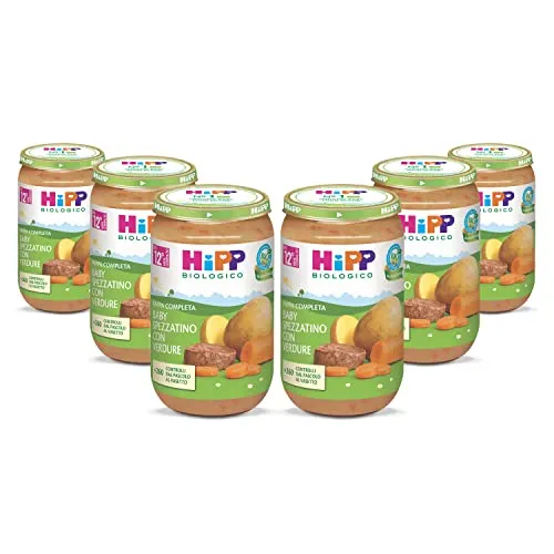 HiPP - Pappa Pronta Completa Bio, Baby Spezzatino con Verdure, per Bambini, 6 Confezioni da 250 gr