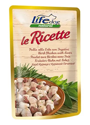 Life Dog 20045 Busta con Fegatini di Pollo alle Erbe, 95 Grammi