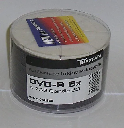 Full Face Printable, 100 x DVD-R Traxdata, 4,7 GB, 8 x, stampabili