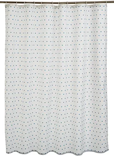 Amazon Basics - Tenda da doccia in tessuto con motivo stampato ad quadretti, 180 x 200 cm, colore: blu