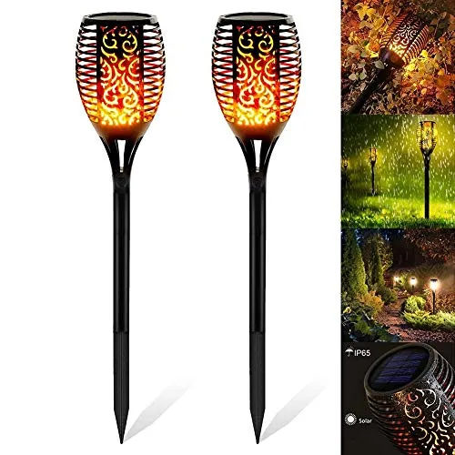 StillCool Solare Fiamma Luci, Luce 33 LED Solare Esterno Decorativo di Effetto Luce Fiamma 2 Pezzi Lampada Solare Impermeabile, con effetto fiamma per decorazione per giardino