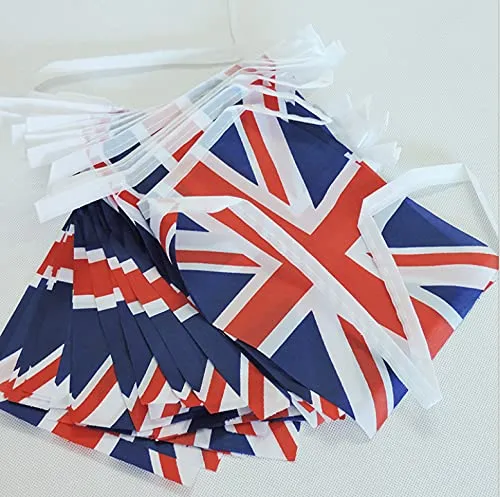 VICSPORT Bandiera rettangolare Union Jack Britannica UK bandierine per feste nazionali per eventi sportivi, feste di casa, feste (68 m, 32 pezzi)