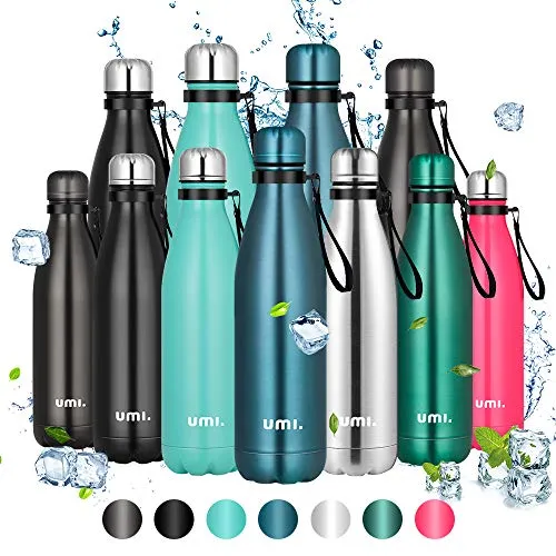 Umi. by Amazon - Borraccia Termica, 500 ml Bottiglia Acqua in Acciaio Inox, Senza BPA, 24 Ore Freddo & 12 Caldo, Borracce per Scuola, Sport, All'aperto, Palestra, Yoga (Blu)