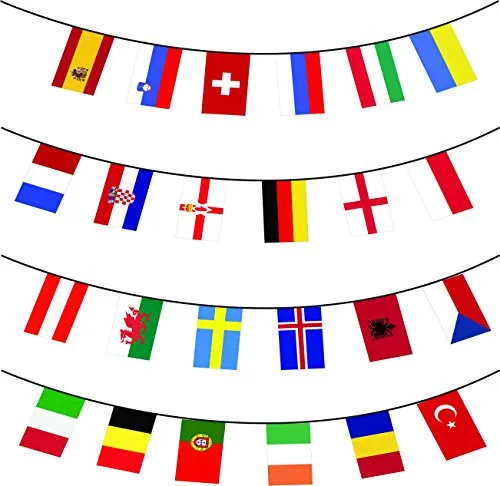 Euro 2016 Calcio Bandierine - Tutti nazione 24 Bandiere - 10m enorme