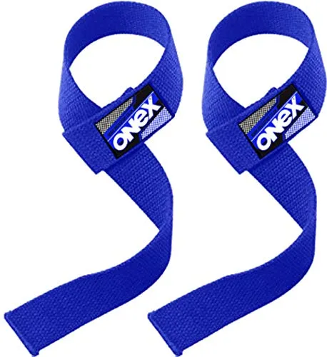 ONEX Cinghie Sollevamento Pesi Polsi Palestra Polsiere Crossfit Accessori Bilanciere per Palestra Lifting Straps Supporto Bodybuilding (Blue)