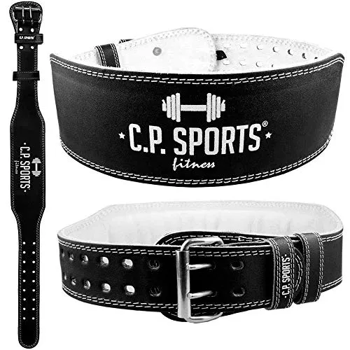 C.P.Sports Training Belt Weightlifter in Pelle, Nero/Interno Bianco, M, 38700