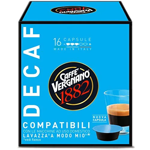 Caffè Vergnano 1882 Capsule Caffè Compatibili Lavazza A Modo Mio, Decaffeinato - 8 confezioni da 16 capsule (totale 128)