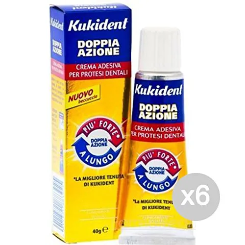 Set 6 KUKIDENT Plus Doppia Azione G40 Crema Adesiva Igiene E Cura Dei Denti